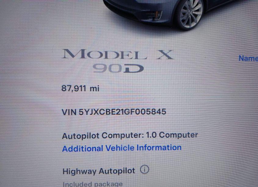 Photo 15 of 2016 Tesla Model X 60D/70D/75D/90D/P100D (VIN 5YJXCBE21GF005845)
