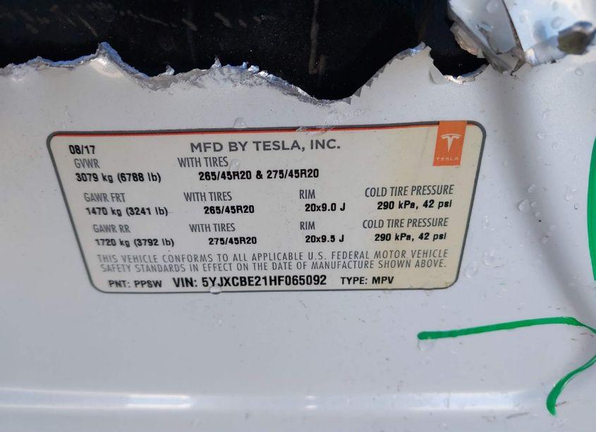 Photo 9 of 2017 Tesla Model X (VIN 5YJXCBE21HF065092)