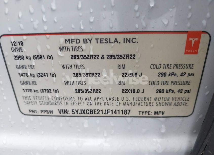 Photo 9 of 2018 Tesla Model X (VIN 5YJXCBE21JF141187)