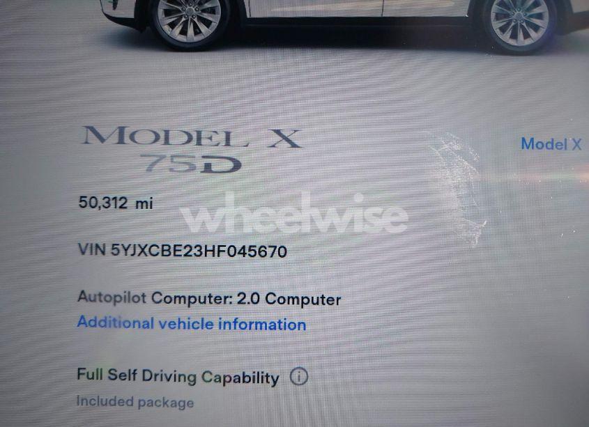 Photo 7 of 2017 Tesla Model X 100D/75D/90D (VIN 5YJXCBE23HF045670)