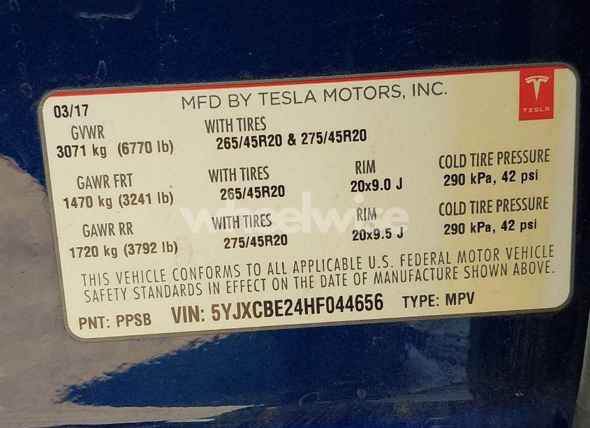 Photo 9 of 2017 Tesla Model X 100D/75D/90D (VIN 5YJXCBE24HF044656)