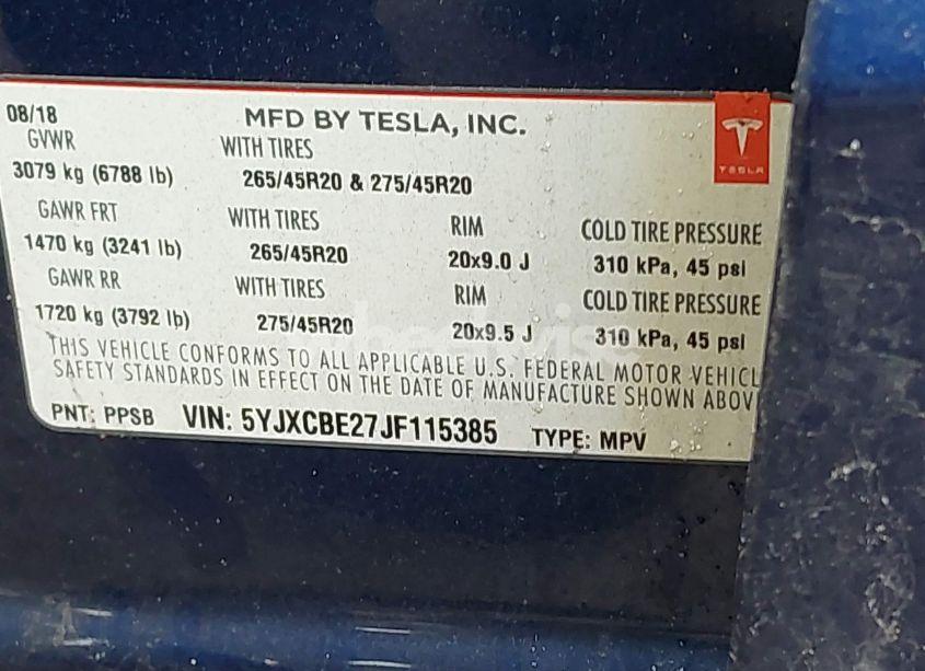 Photo 8 of 2018 Tesla Model X 100D/75D/P100D (VIN 5YJXCBE27JF115385)