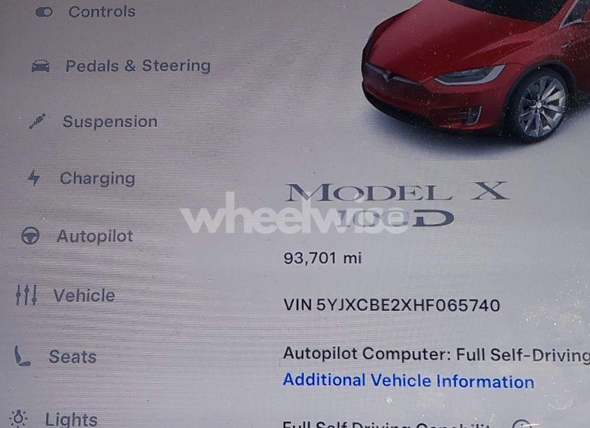 Photo 15 of 2017 Tesla Model X 100D/75D/90D (VIN 5YJXCBE2XHF065740)