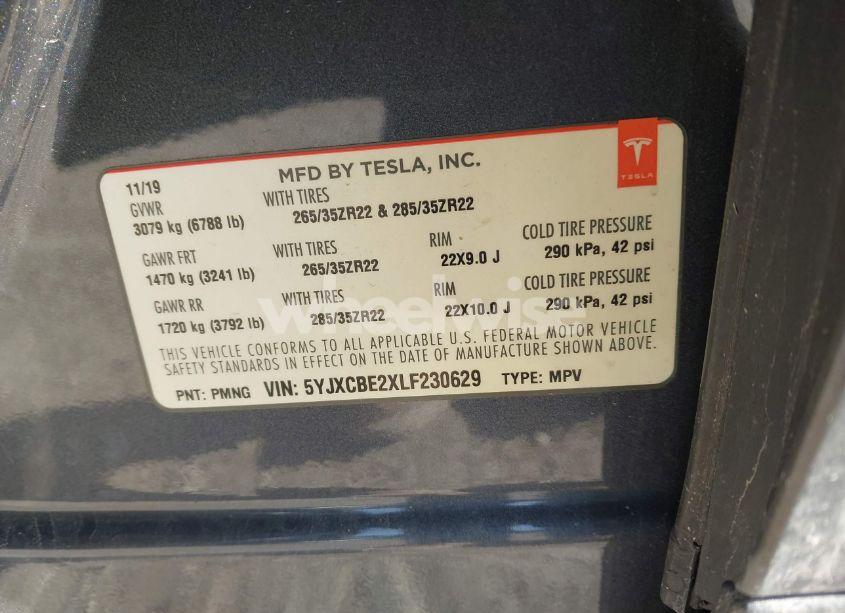 Photo 9 of 2020 Tesla Model X LONG RANGE DUAL MOTOR ALL-WHEEL DRIVE/LONG RANGE PLUS DUAL MOTOR ALL-WHEEL DRIVE (VIN 5YJXCBE2XLF230629)