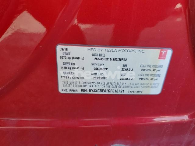 Photo 10 of 2016 TESLA MODEL X N/A (VIN 5YJXCBE41GF018791)