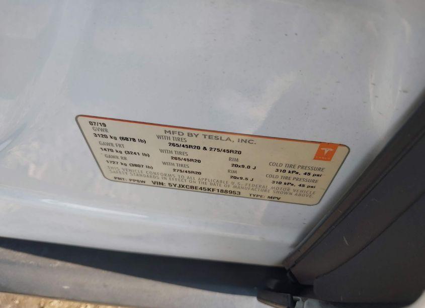 Photo 9 of 2019 Tesla Model X P100D/PERFORMANCE (VIN 5YJXCBE45KF188953)