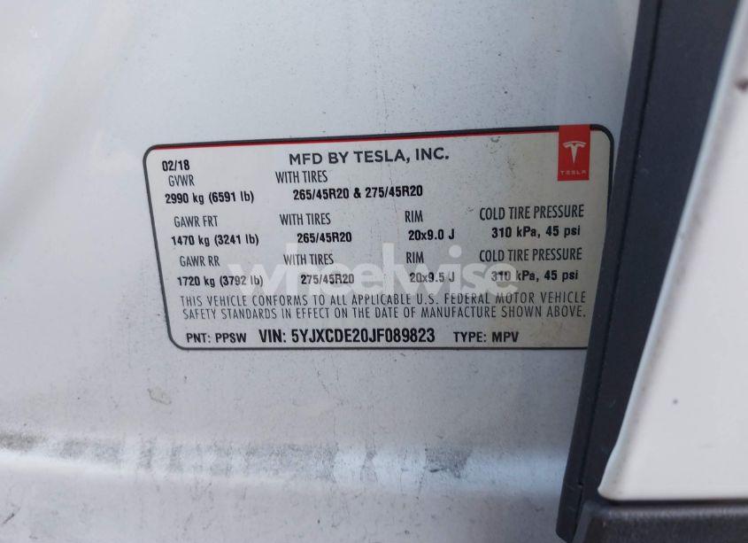 Photo 9 of 2018 Tesla Model X 100D/75D/P100D (VIN 5YJXCDE20JF089823)