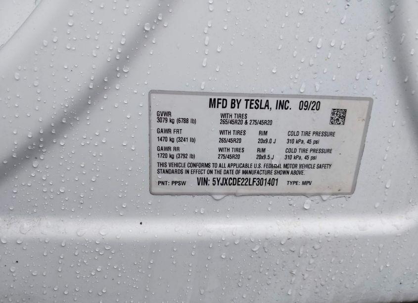 Photo 9 of 2020 Tesla Model X LONG RANGE DUAL MOTOR ALL-WHEEL DRIVE/LONG RANGE PLUS DUAL MOTOR ALL-WHEEL DRIVE (VIN 5YJXCDE22LF301401)