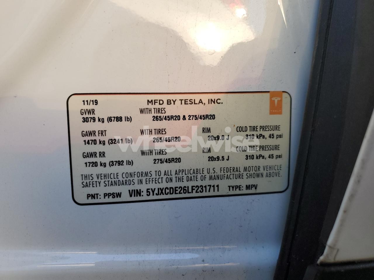 Photo 12 of 2020 TESLA MODEL X (VIN 5YJXCDE26LF231711)