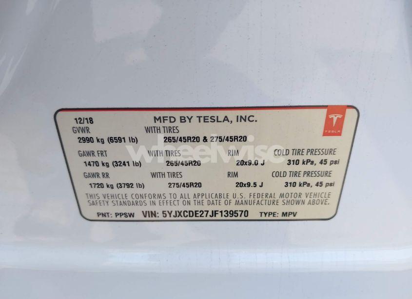 Photo 9 of 2018 Tesla Model X 100D/75D/P100D (VIN 5YJXCDE27JF139570)