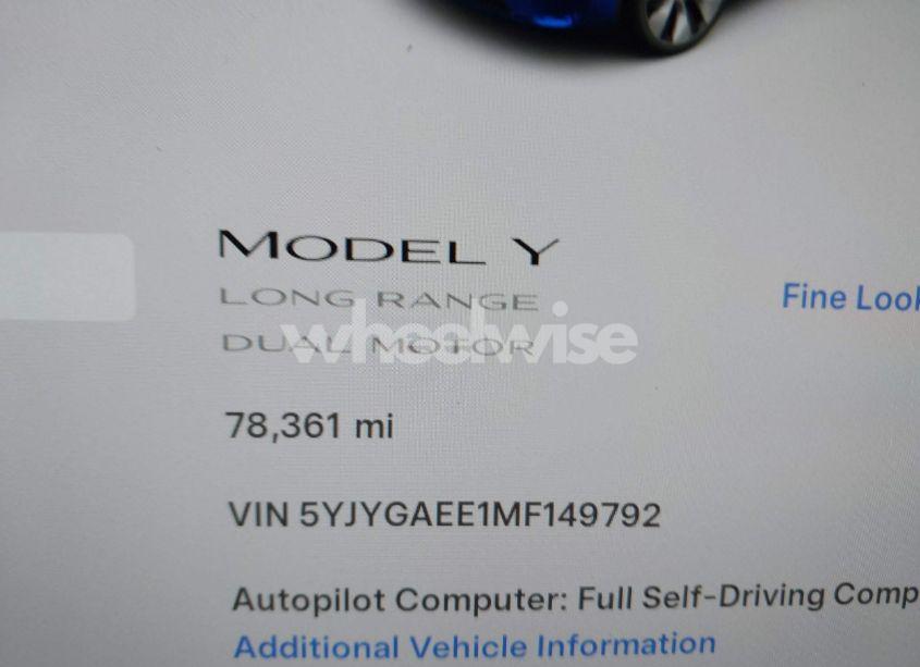 Photo 16 of 2021 Tesla Model Y LONG RANGE DUAL MOTOR ALL-WHEEL DRIVE (VIN 5YJYGAEE1MF149792)