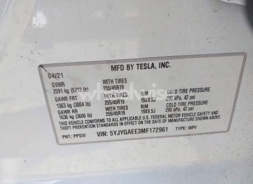 Photo 9 of 2021 Tesla Model Y LONG RANGE DUAL MOTOR ALL-WHEEL DRIVE (VIN 5YJYGAEE3MF172961)