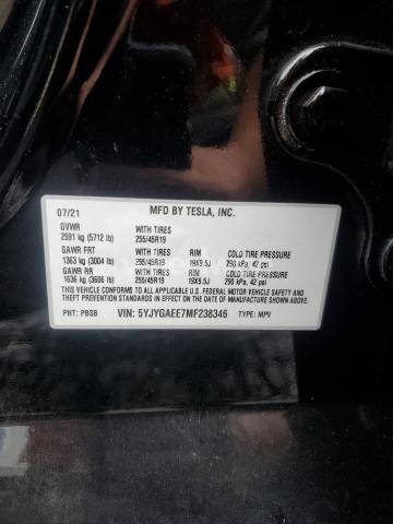 Photo 9 of 2021 TESLA MODEL Y (VIN 5YJYGAEE7MF238346)