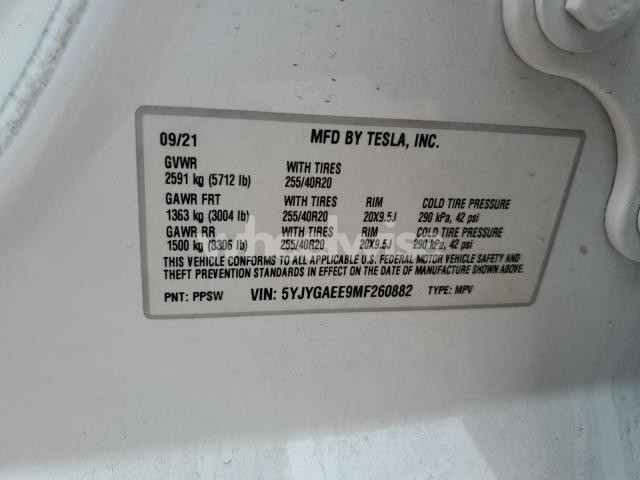 Photo 12 of 2021 TESLA MODEL Y (VIN 5YJYGAEE9MF260882)