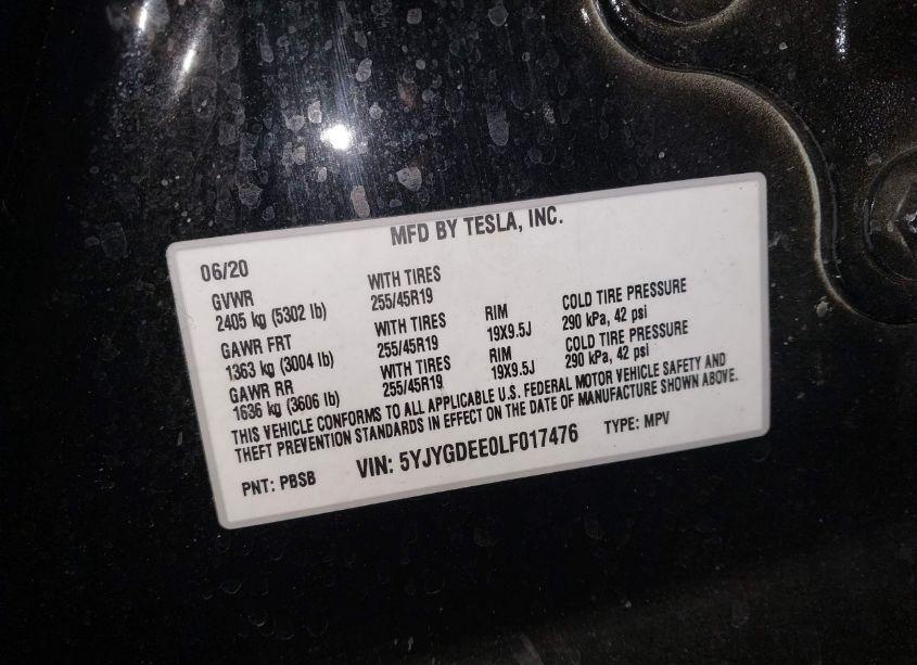 Photo 9 of 2020 Tesla Model Y LONG RANGE DUAL MOTOR ALL-WHEEL DRIVE (VIN 5YJYGDEE0LF017476)