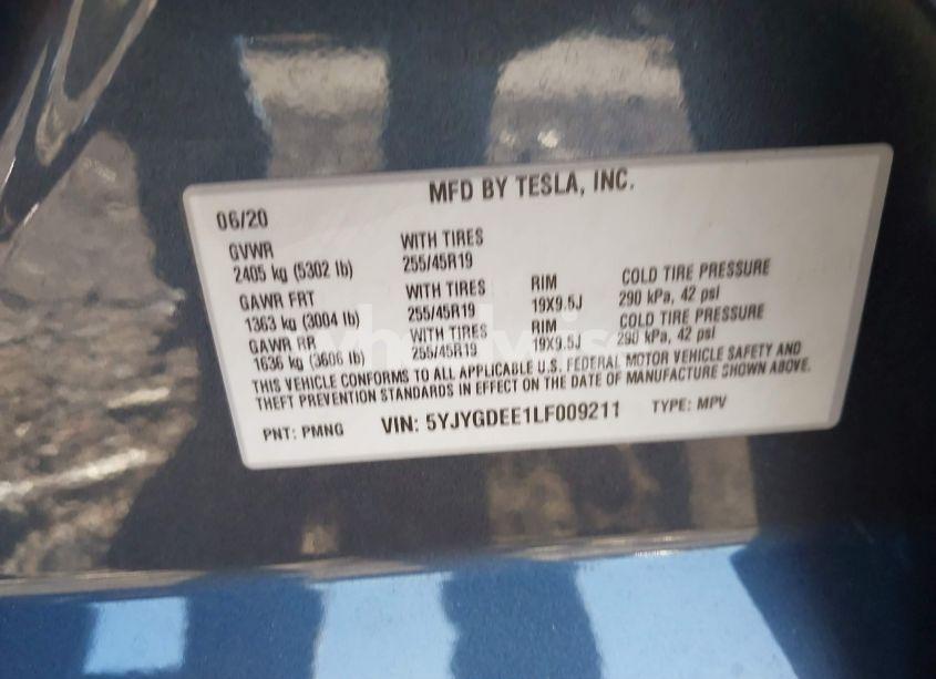 Photo 9 of 2020 Tesla Model Y LONG RANGE DUAL MOTOR ALL-WHEEL DRIVE (VIN 5YJYGDEE1LF009211)