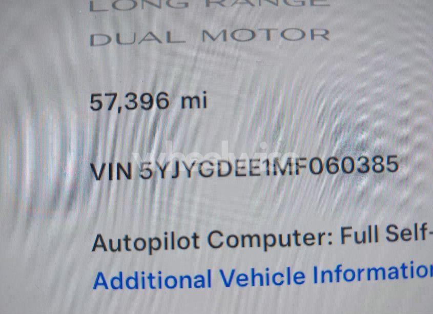 Photo 9 of 2021 Tesla Model Y LONG RANGE DUAL MOTOR ALL-WHEEL DRIVE (VIN 5YJYGDEE1MF060385)