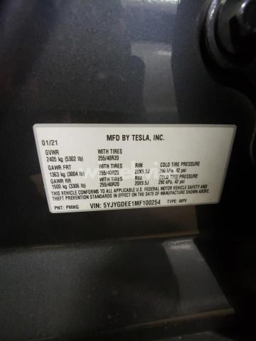 Photo 7 of 2021 TESLA MODEL Y (VIN 5YJYGDEE1MF100254)