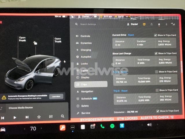Photo 8 of 2021 TESLA MODEL Y (VIN 5YJYGDEE1MF100254)