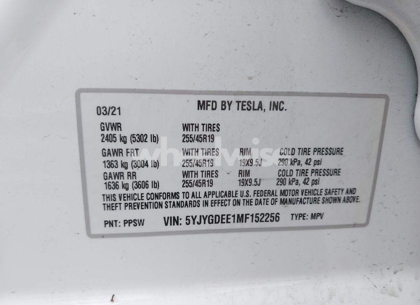 Photo 9 of 2021 Tesla Model Y LONG RANGE DUAL MOTOR ALL-WHEEL DRIVE (VIN 5YJYGDEE1MF152256)