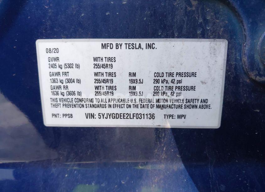 Photo 9 of 2020 Tesla Model Y LONG RANGE DUAL MOTOR ALL-WHEEL DRIVE (VIN 5YJYGDEE2LF031136)