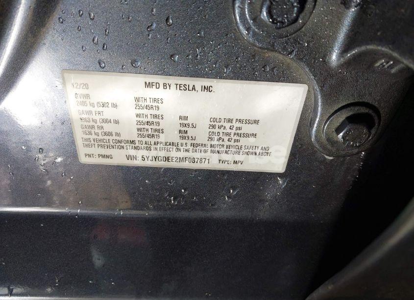 Photo 9 of 2021 Tesla Model Y LONG RANGE DUAL MOTOR ALL-WHEEL DRIVE (VIN 5YJYGDEE2MF087871)