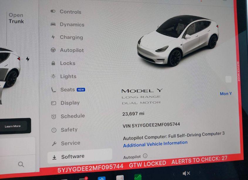 Photo 7 of 2021 Tesla Model Y LONG RANGE DUAL MOTOR ALL-WHEEL DRIVE (VIN 5YJYGDEE2MF095744)