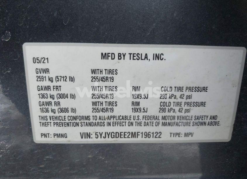 Photo 9 of 2021 Tesla Model Y LONG RANGE DUAL MOTOR ALL-WHEEL DRIVE (VIN 5YJYGDEE2MF196122)