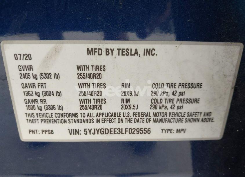 Photo 9 of 2020 Tesla Model Y LONG RANGE DUAL MOTOR ALL-WHEEL DRIVE (VIN 5YJYGDEE3LF029556)