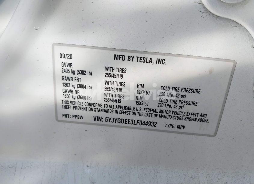 Photo 9 of 2020 Tesla Model Y LONG RANGE DUAL MOTOR ALL-WHEEL DRIVE (VIN 5YJYGDEE3LF044932)