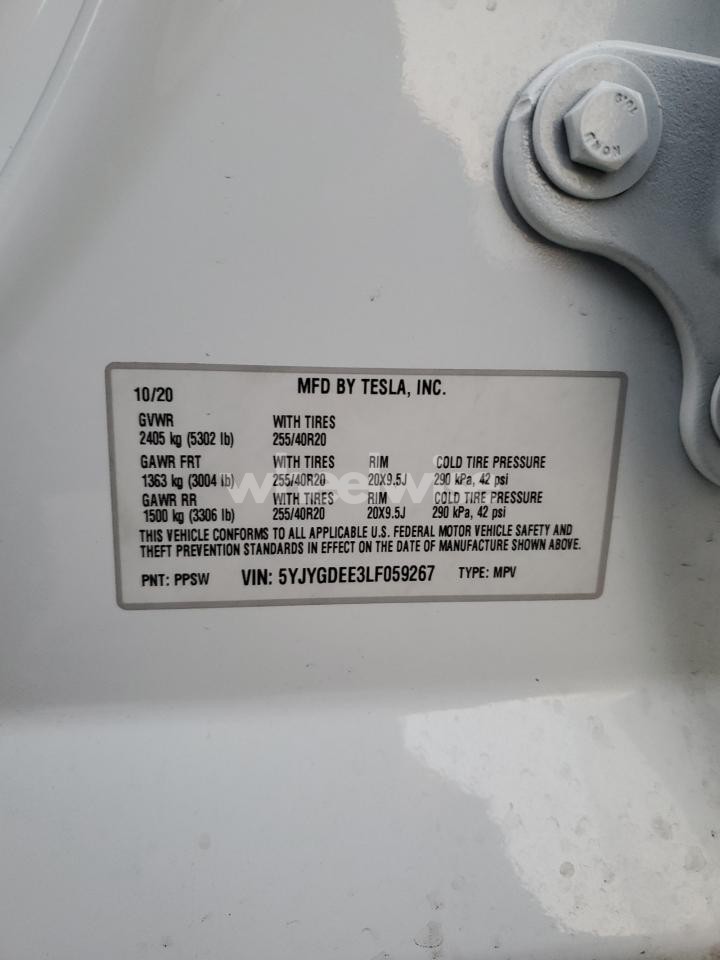 Photo 12 of 2020 TESLA MODEL Y (VIN 5YJYGDEE3LF059267)