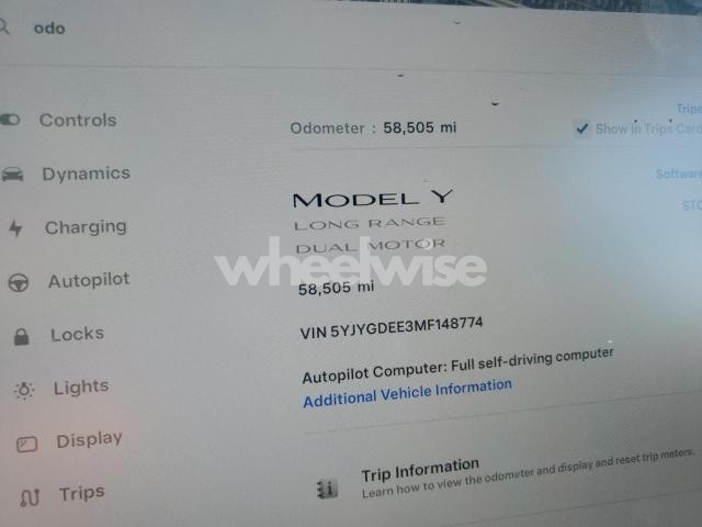 Photo 5 of 2021 TESLA MODEL Y (VIN 5YJYGDEE3MF148774)