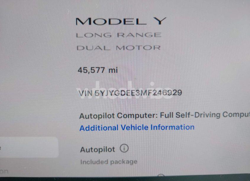 Photo 16 of 2021 Tesla Model Y LONG RANGE DUAL MOTOR ALL-WHEEL DRIVE (VIN 5YJYGDEE3MF246929)