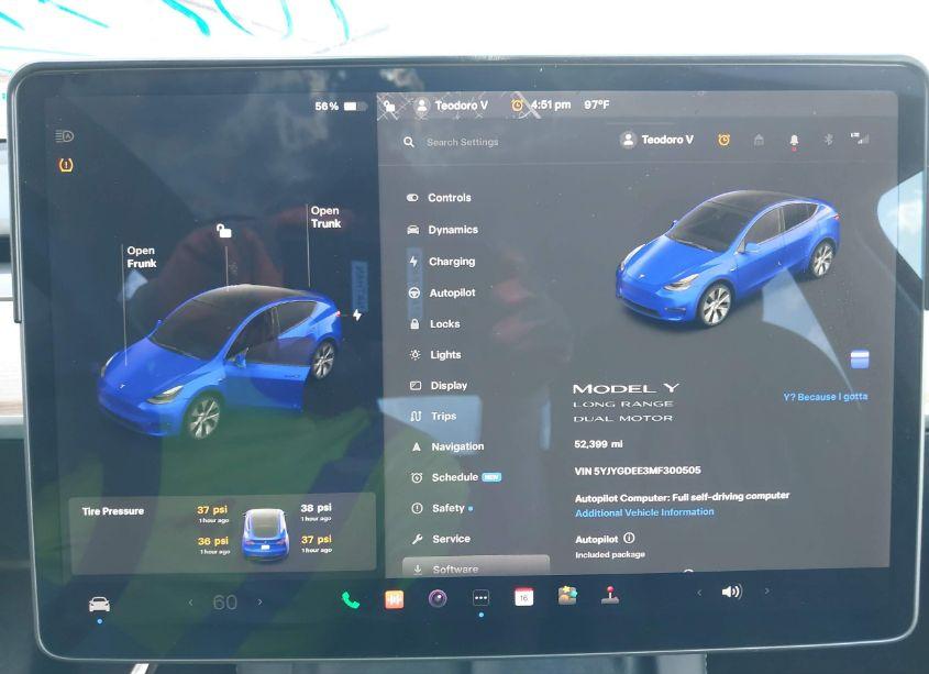 Photo 7 of 2021 Tesla Model Y LONG RANGE DUAL MOTOR ALL-WHEEL DRIVE (VIN 5YJYGDEE3MF300505)