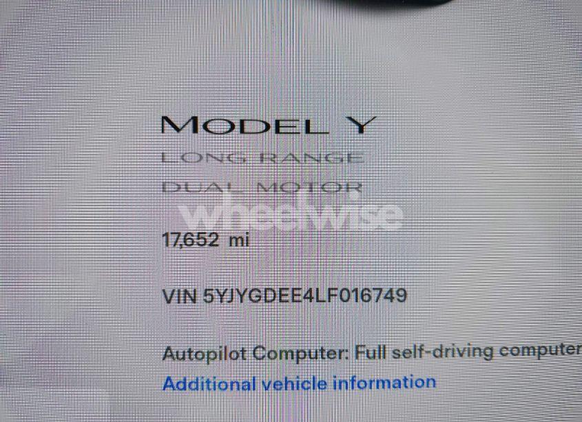 Photo 7 of 2020 Tesla Model Y LONG RANGE DUAL MOTOR ALL-WHEEL DRIVE (VIN 5YJYGDEE4LF016749)