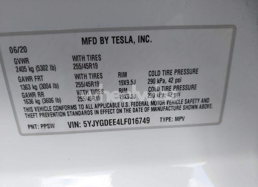 Photo 9 of 2020 Tesla Model Y LONG RANGE DUAL MOTOR ALL-WHEEL DRIVE (VIN 5YJYGDEE4LF016749)
