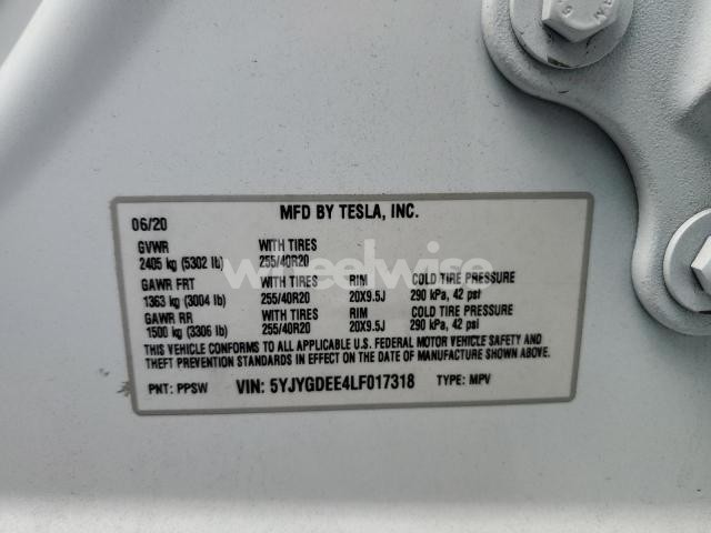Photo 7 of 2020 TESLA MODEL Y (VIN 5YJYGDEE4LF017318)