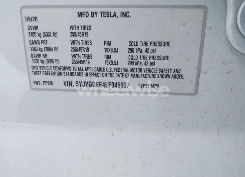 Photo 9 of 2020 Tesla Model Y LONG RANGE DUAL MOTOR ALL-WHEEL DRIVE (VIN 5YJYGDEE4LF045037)