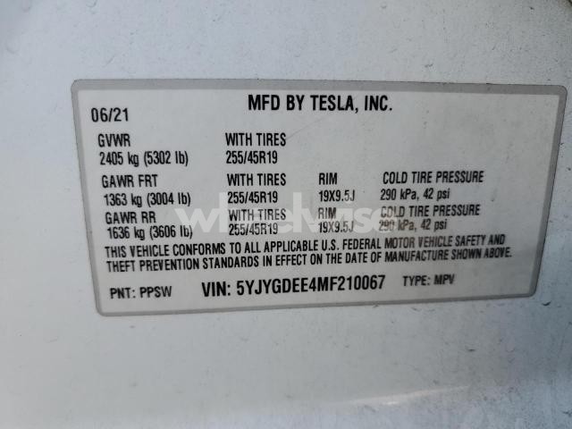 Photo 2 of 2021 TESLA MODEL Y (VIN 5YJYGDEE4MF210067)