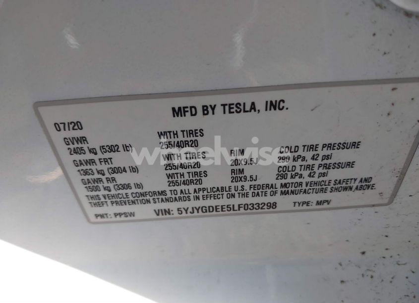 Photo 9 of 2020 Tesla Model Y LONG RANGE DUAL MOTOR ALL-WHEEL DRIVE (VIN 5YJYGDEE5LF033298)