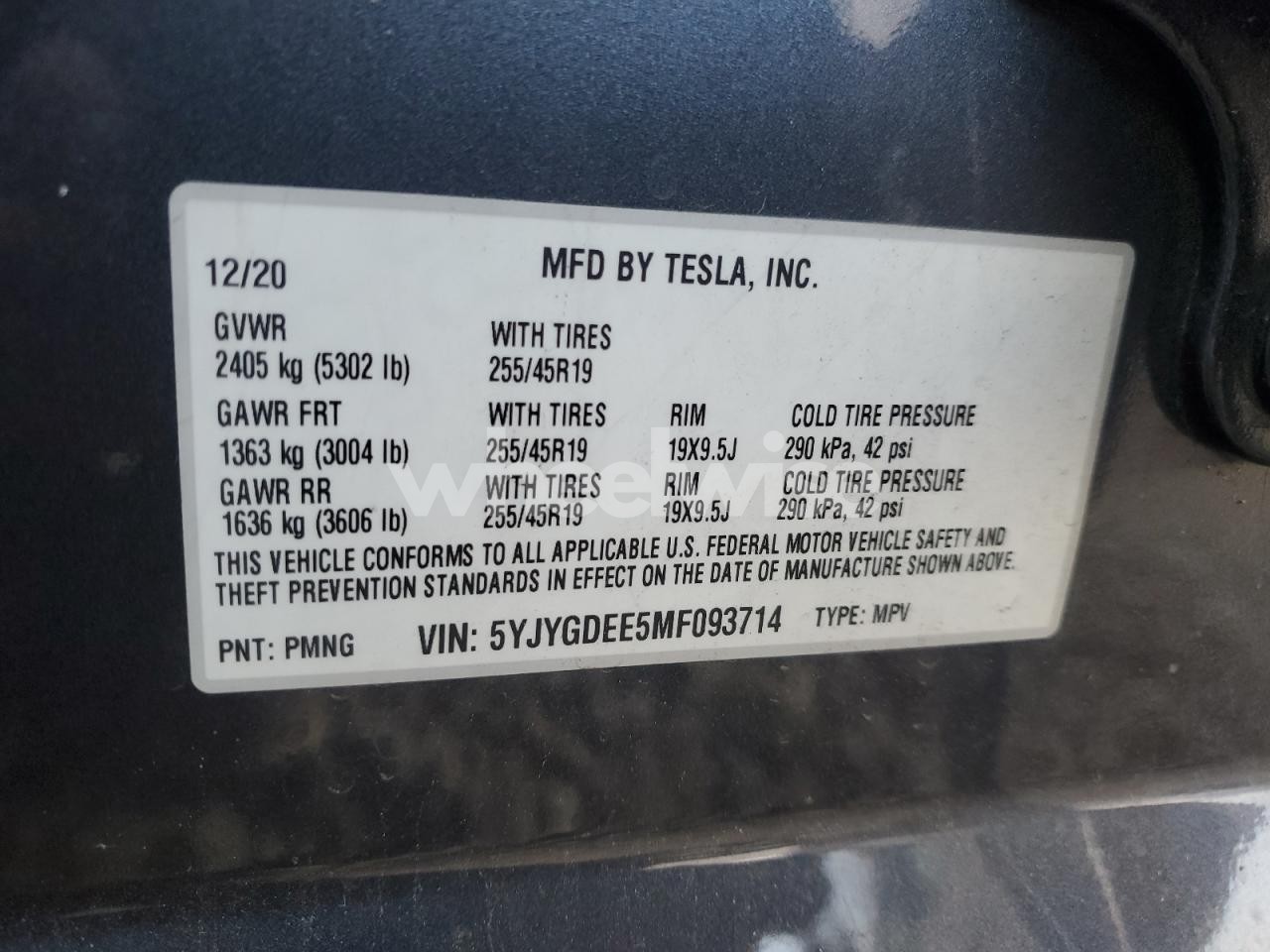 Photo 13 of 2021 TESLA MODEL Y (VIN 5YJYGDEE5MF093714)