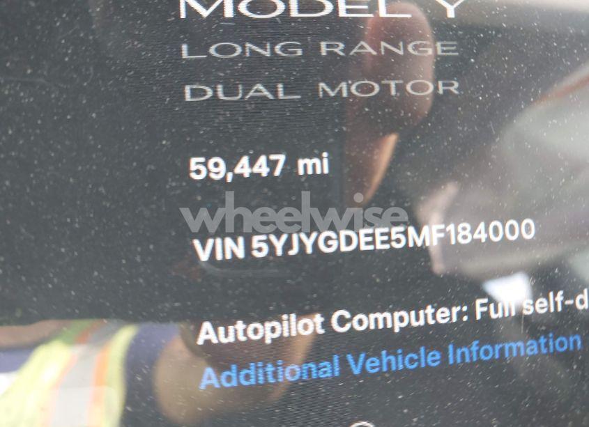 Photo 15 of 2021 Tesla Model Y LONG RANGE DUAL MOTOR ALL-WHEEL DRIVE (VIN 5YJYGDEE5MF184000)