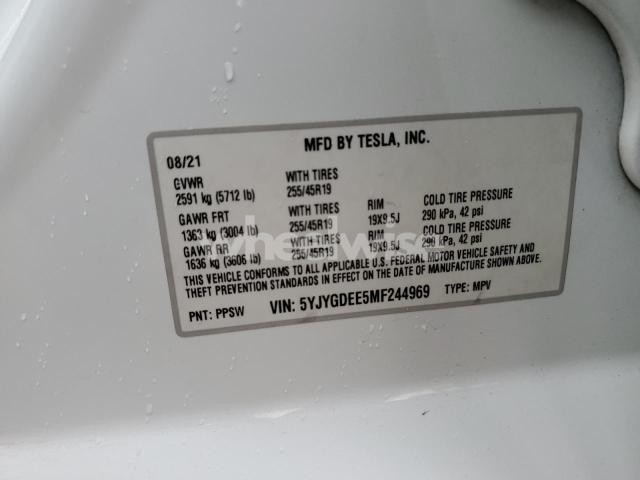 Photo 5 of 2021 TESLA MODEL Y (VIN 5YJYGDEE5MF244969)