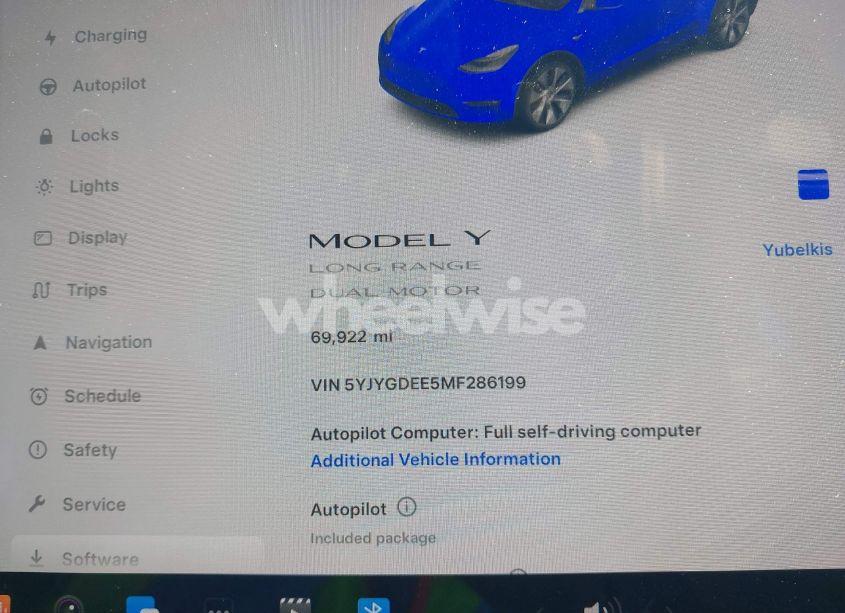 Photo 7 of 2021 Tesla Model Y LONG RANGE DUAL MOTOR ALL-WHEEL DRIVE (VIN 5YJYGDEE5MF286199)