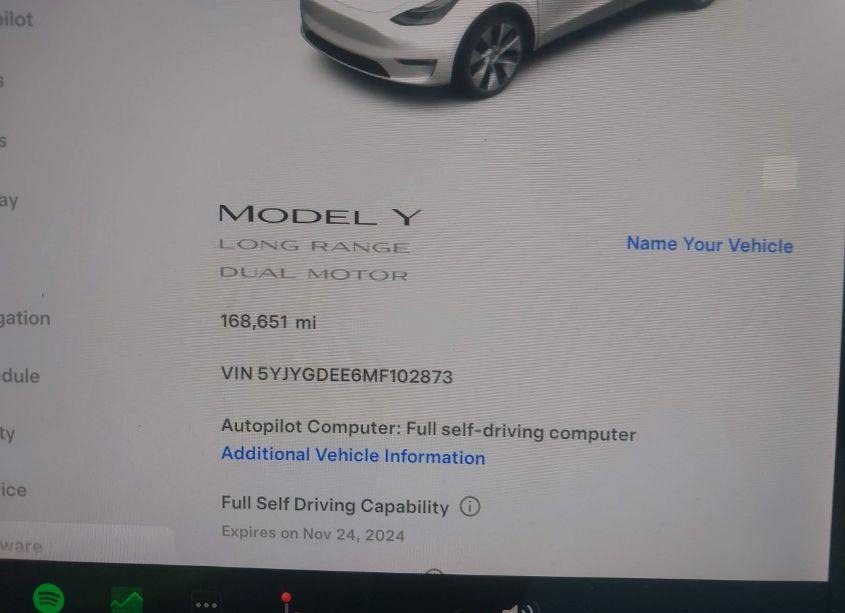 Photo 7 of 2021 Tesla Model Y LONG RANGE DUAL MOTOR ALL-WHEEL DRIVE (VIN 5YJYGDEE6MF102873)