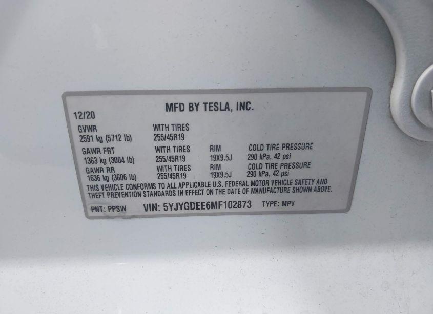 Photo 9 of 2021 Tesla Model Y LONG RANGE DUAL MOTOR ALL-WHEEL DRIVE (VIN 5YJYGDEE6MF102873)