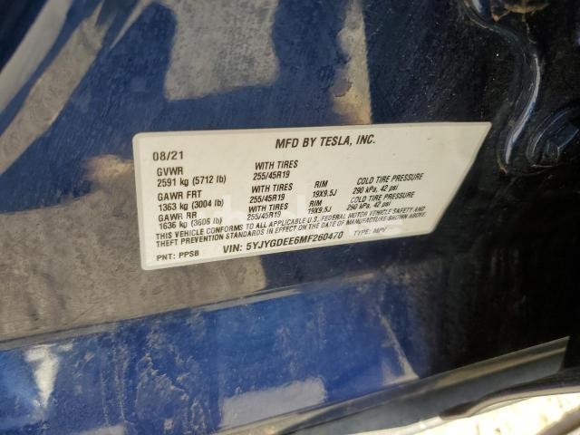 Photo 6 of 2021 TESLA MODEL Y (VIN 5YJYGDEE6MF260470)
