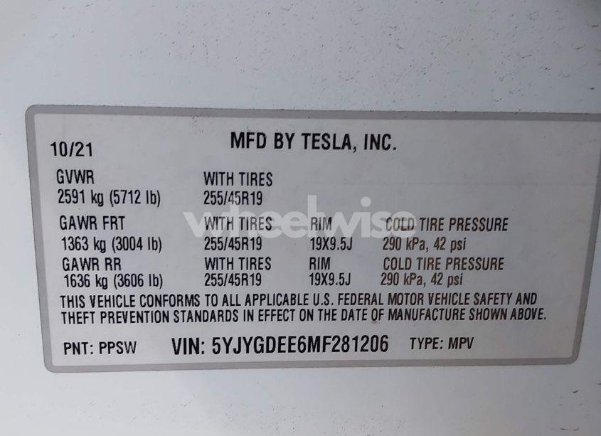 Photo 9 of 2021 Tesla Model Y LONG RANGE DUAL MOTOR ALL-WHEEL DRIVE (VIN 5YJYGDEE6MF281206)