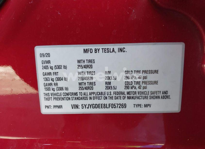 Photo 9 of 2020 Tesla Model Y LONG RANGE DUAL MOTOR ALL-WHEEL DRIVE (VIN 5YJYGDEE8LF057269)