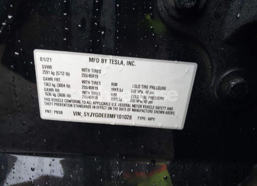 Photo 9 of 2021 Tesla Model Y LONG RANGE DUAL MOTOR ALL-WHEEL DRIVE (VIN 5YJYGDEE8MF101028)